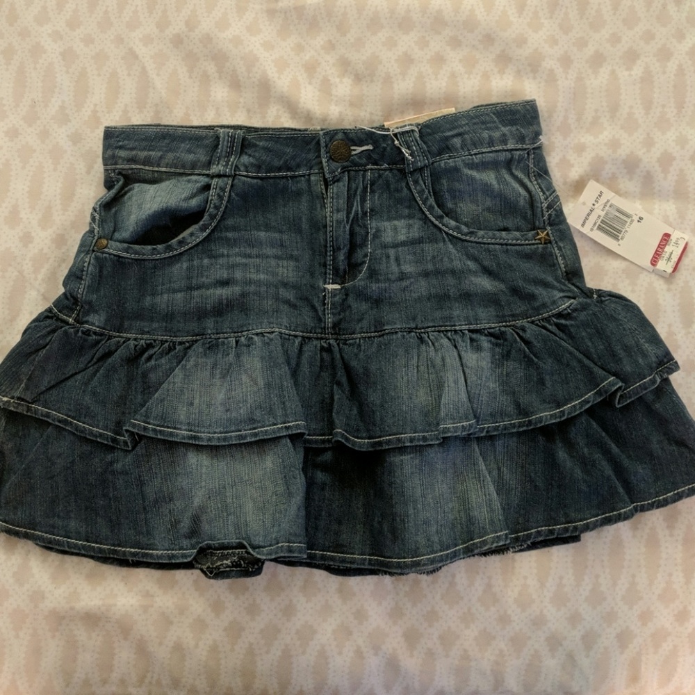Kids ruffled jean skirt